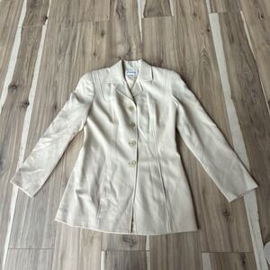 Juliana Collezione 0 Ivory Feather Twill Blazer Jacket Career‎ Wear  Wool Blend